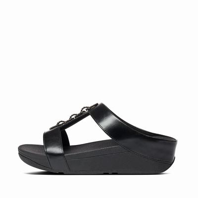 Fitflop Women's FINO Sparkle Slides Sandals - Black, MV2089643